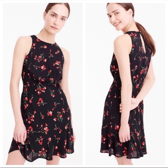 J. Crew Dresses & Skirts - NWT J.Crew Ruched-waist dress in falling floral Black Size 14